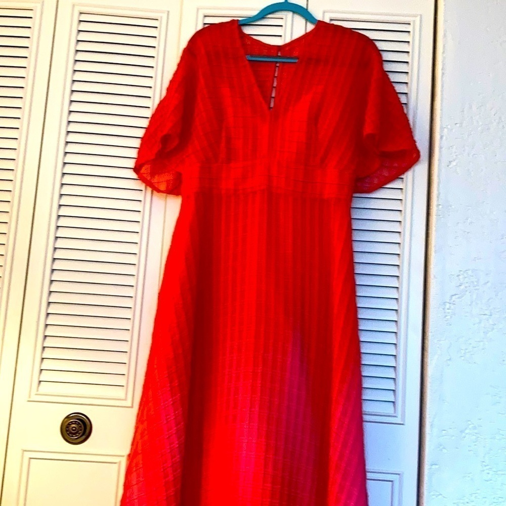 Lela ROSE flutter sleeve v neck ombré dress SZ 12 NWT